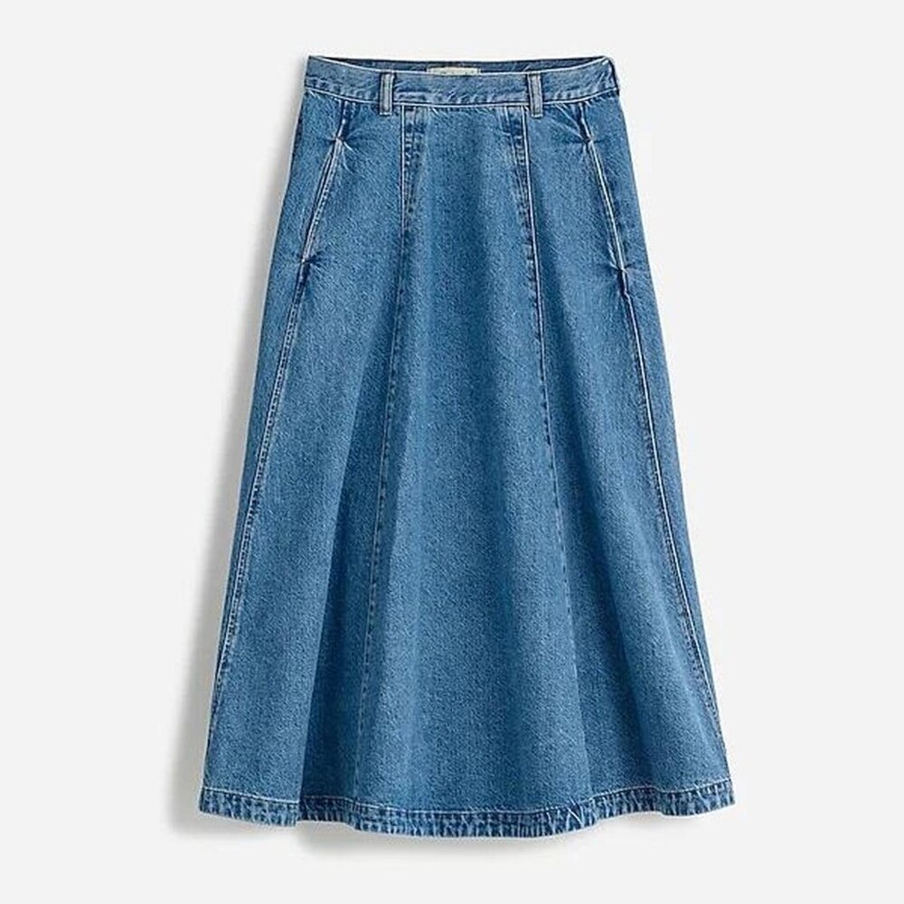 Madewell Denim Circle Midi Skirt in Java Wash (Size 24)
